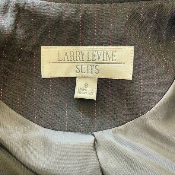 Vintage Black Pinstripe Suit Jacket Blazer Size 8 Larry Levine - Picture 8 of 10